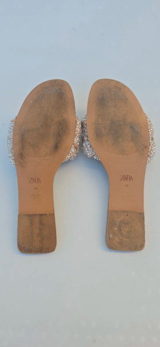 Sandalias ZARA Beige Brillantes