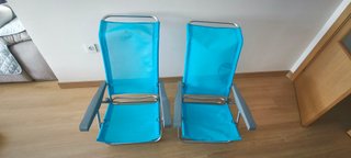 Sillas de Playa Plegables Azul y Plata
