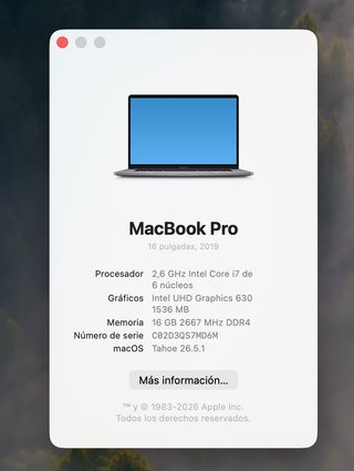 MacBook Pro 16 2019 i7 16GB 512GB