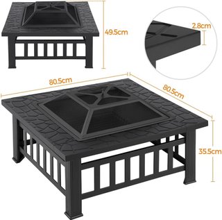 Brasero exterior negro 54x54cm + funda