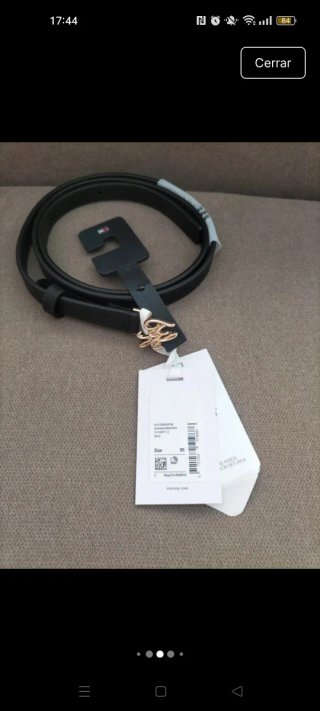 Cinturón Tommy Hilfiger Negro Hebilla Dorada 95 cm