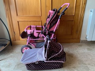 Carrito Gemelar con Capazo Rosa y Marrón