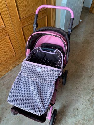 Carrito Gemelar con Capazo Rosa y Marrón