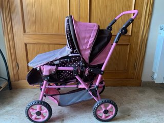 Carrito Gemelar con Capazo Rosa y Marrón