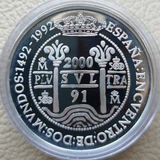 2000 pesetas plata PROOF 1991 Encuentro dos Mundos