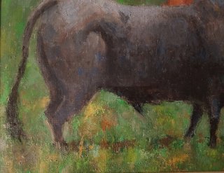 Oleo grande Toros en el Campo