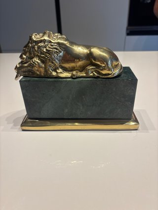 Pareja Leones Canova Latón y Mármol