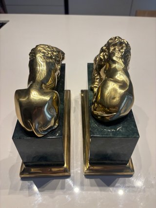 Pareja Leones Canova Latón y Mármol