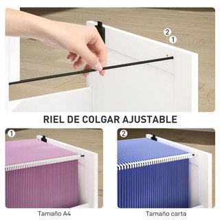 Mueble Archivador con 4 Cajones Cerraduras Blanco