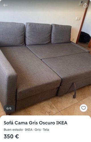 Sofá Cama IKEA Gris Tela