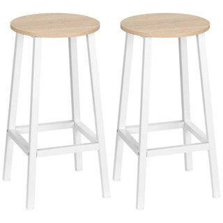 2 Taburetes Altos Cocina Melamina Acero Blanco