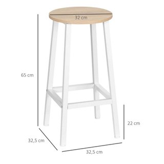2 Taburetes Altos Cocina Melamina Acero Blanco