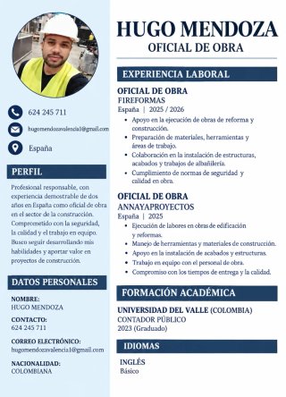Oficial de reforma con permiso de trabajo