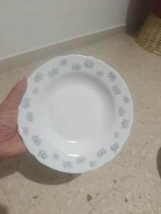 Plato hondo porcelana flores azules