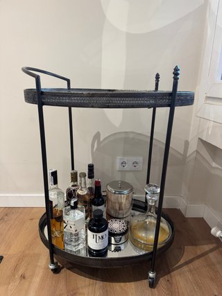 Carrito bar camarera metal y cristal