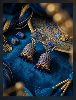 Pendientes Indios Azules y Dorados