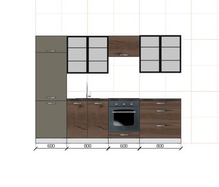 Cocina modular Gris cobalto brillo y Roble Hudson…