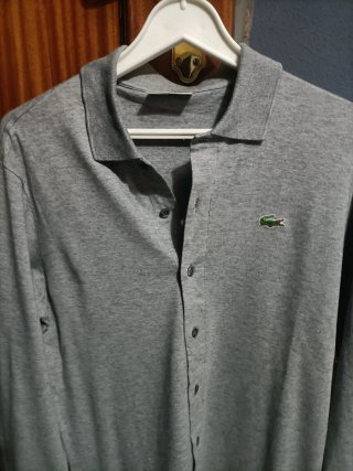 Camisa Lacoste Manga Larga Gris Talla M