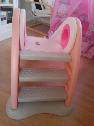 Tobogán infantil rosa y blanco