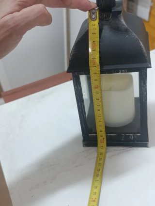 Farol Vintage Negro con Vela LED integrada (3o cm)