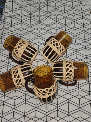 Juego 5 Vasos Marrones Cristal