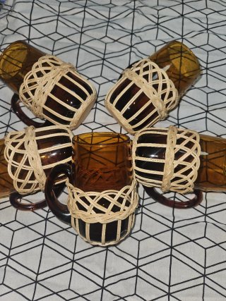 Juego 5 Vasos Marrones Cristal