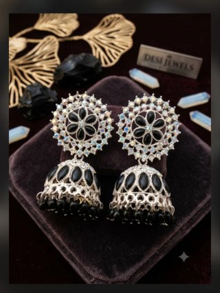 Pendientes Desi Jewels negros y plateados