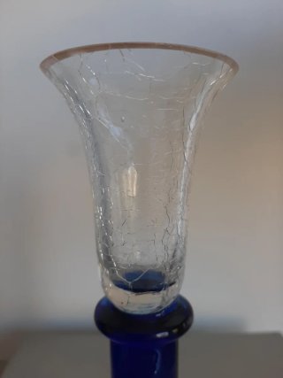 Candelabro de cristal azul