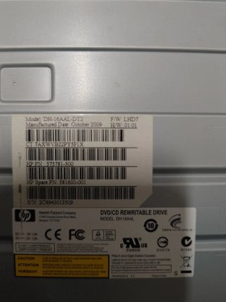 Grabadora DVD/CD HP SATA LightScribe