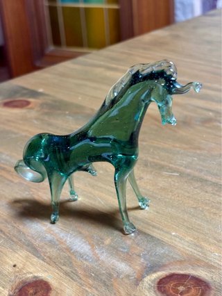 Caballo Vintage Cristal Verde Oscuro Murano