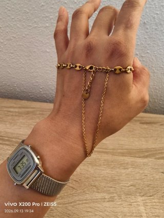 Pulsera dorada doble cadena inoxidable