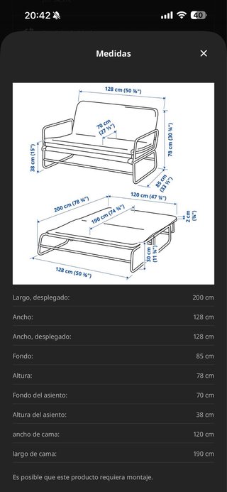 Sofá Cama 2 Plazas Ikea