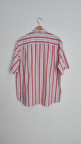 Camisa Vintage 90s Rayas Feylo Rojo Gris XL