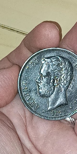 Moneda 5 Pesetas 1871 Amadeo I Plata