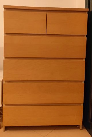 Cómoda de madera con 6 cajones