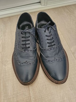 Zapatos de vestir azul y marrón