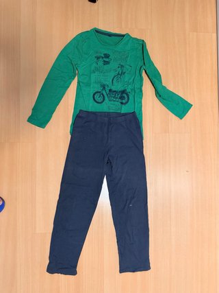 Pijama niño 2 piezas moto verde talla 146 cm d