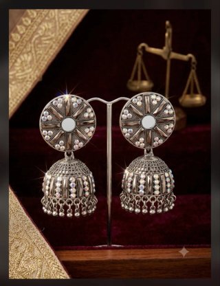 Pendientes Jhumka Indios Plata y Multicolor