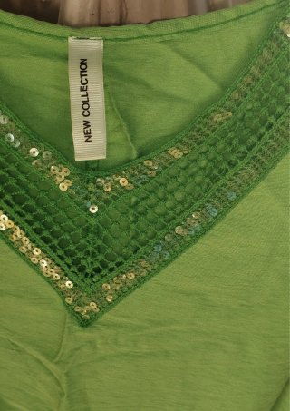 Camiseta verde lentejuelas, camiseta xl, camisetas