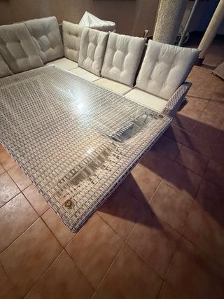 Sofá Rinconera Jardín/Terraza Mimbre y Cristal