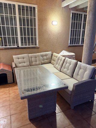 Sofá Rinconera Jardín/Terraza Mimbre y Cristal