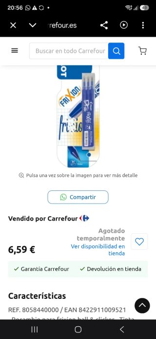 A ESTRENAR 3 Recambios Pilot Frixion Azul M 0.7mm