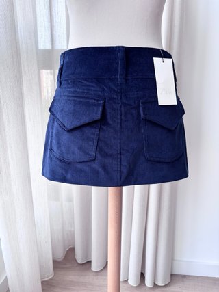 Falda de pana azul Mango Talla M
