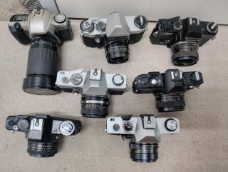 Lote 7 cámaras analógicas reflex