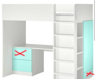 Cama alta Småstad Ikea blanca