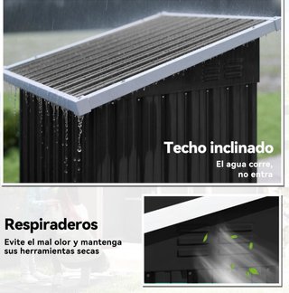 Caseta de jardín metálica negra y gris