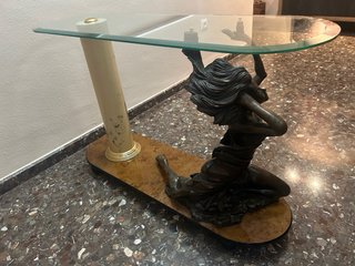 Mesa consola vintage figura mujer cristal