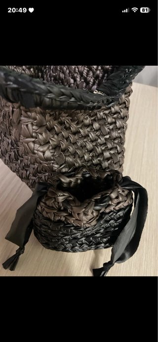 Borsa uncinetto ecopelle marrone e nera