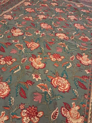 Plaid Cama 135-150cm Flores Verde/Rojo