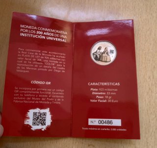 Moneda 30 Euro Plata Museo del Prado 200 Años
